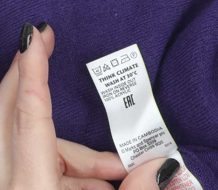 Marks and Spencer Women’s Purple Acrylic Crew Neck Jumper Size 16 - Image 4