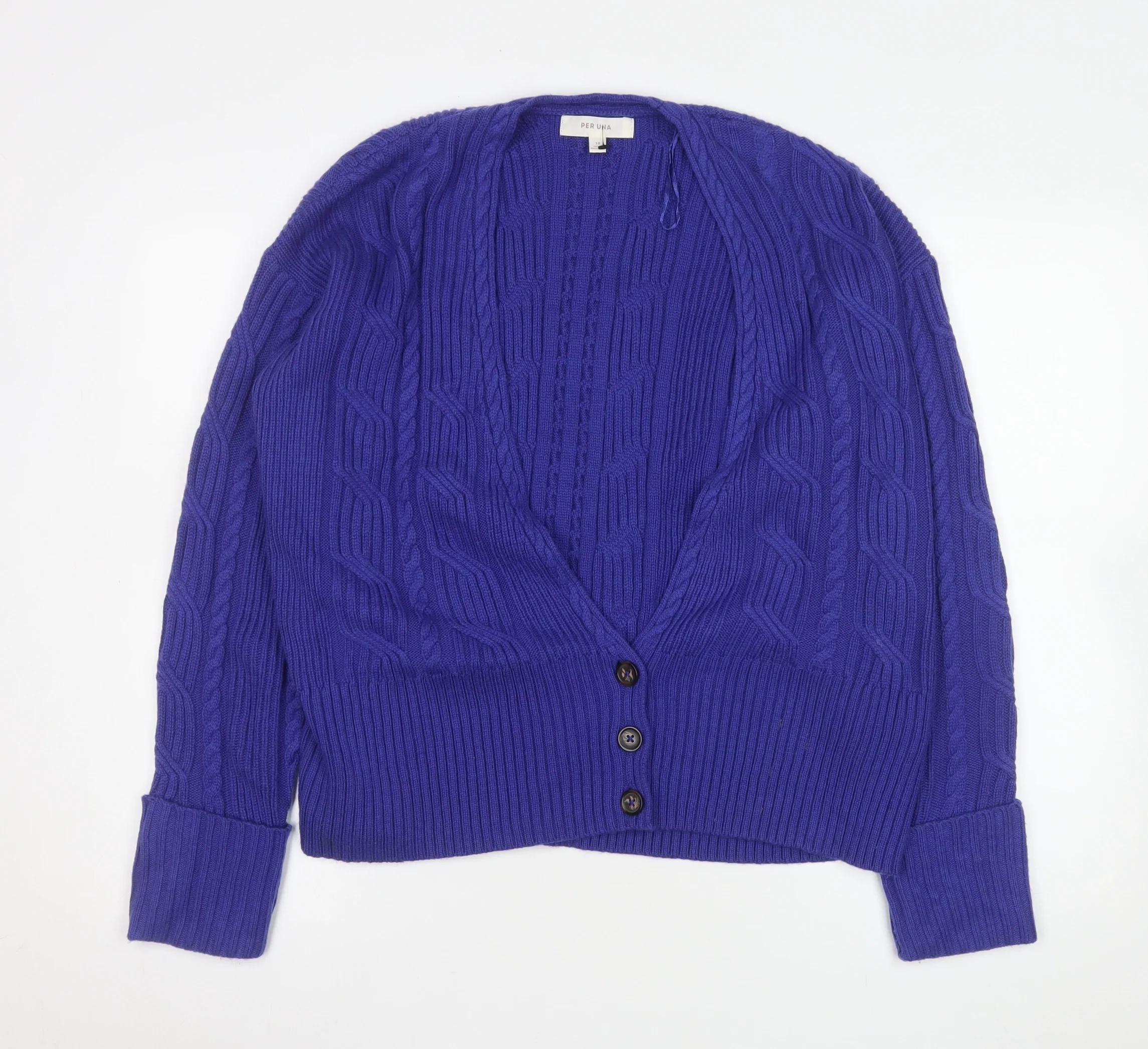 Marks and Spencer Women’s Purple Cable-Knit Cardigan Size 18