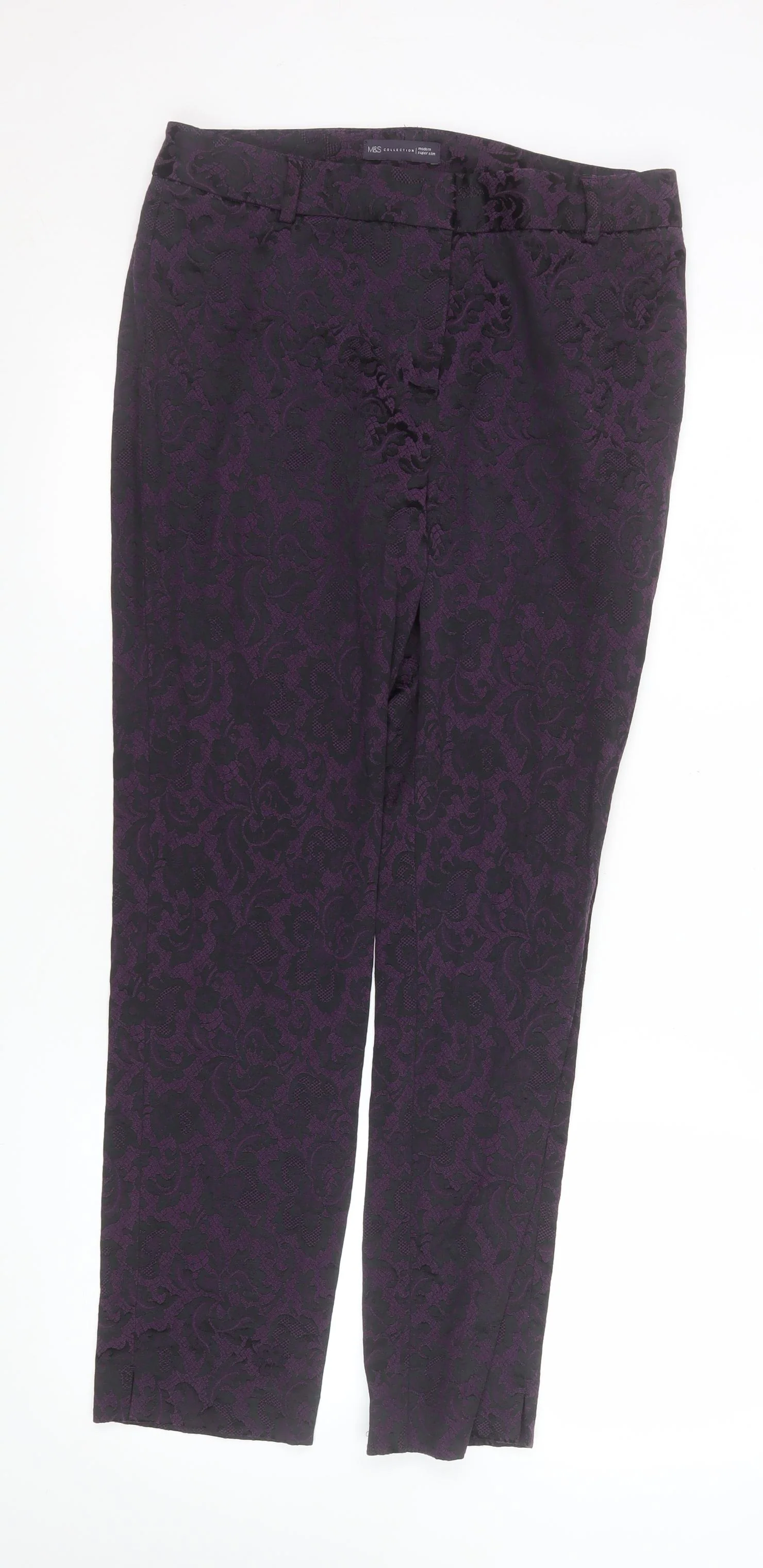 Marks and Spencer Women’s Purple Jacquard Slim Trousers UK 12