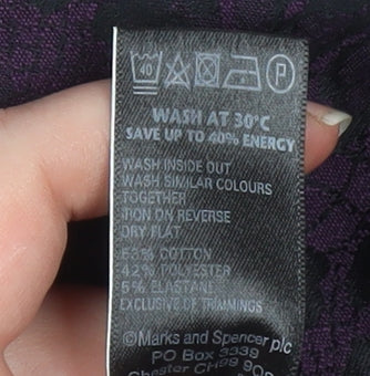 Marks and Spencer Women’s Purple Jacquard Slim Trousers UK 12 - Image 5
