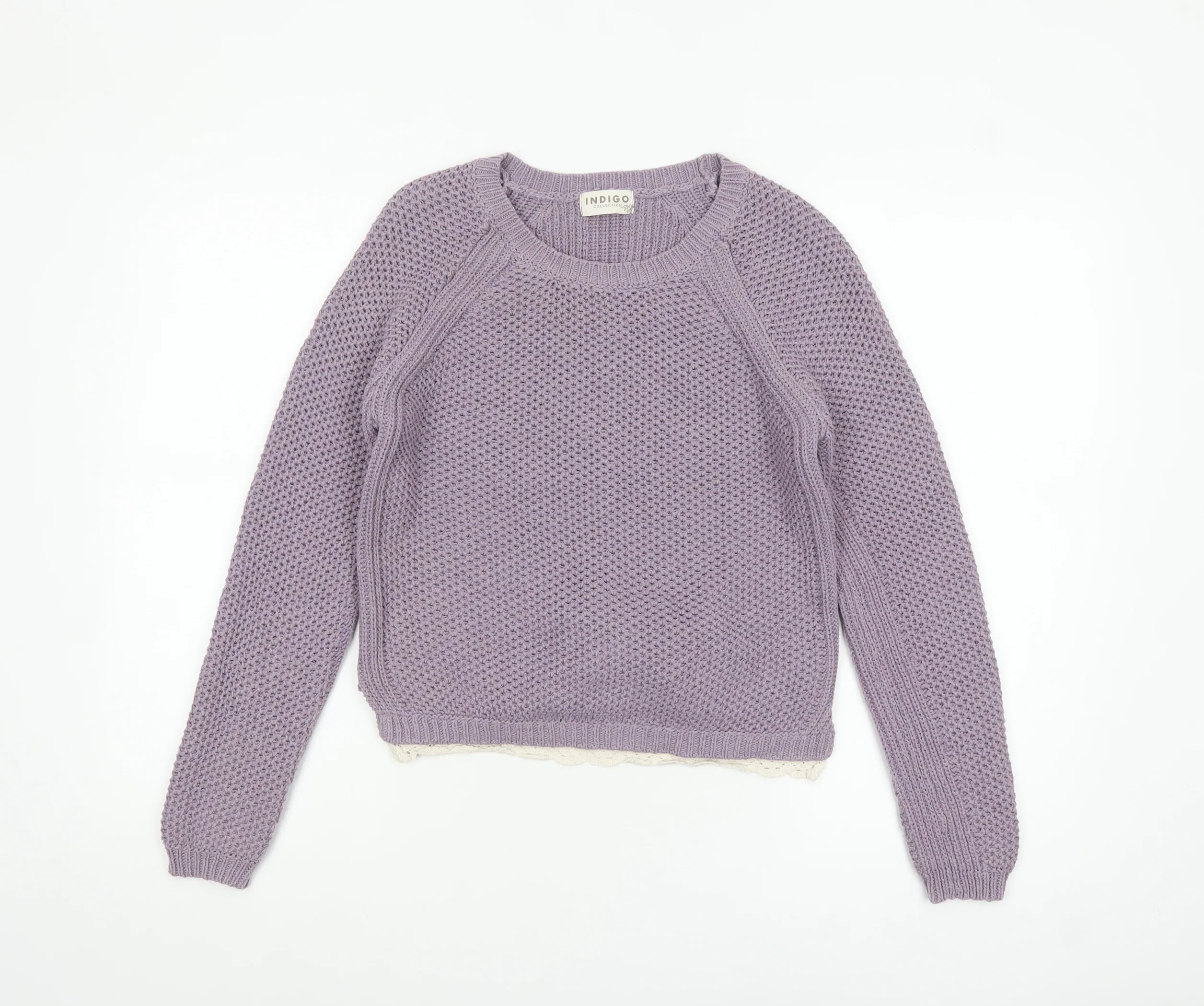 Marks and Spencer Women’s Purple Knit Jumper UK 8 Crochet Trim