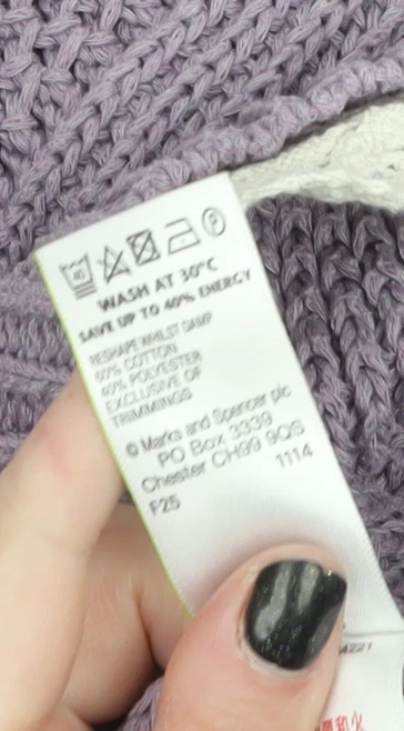Marks and Spencer Women’s Purple Knit Jumper UK 8 Crochet Trim - Image 4