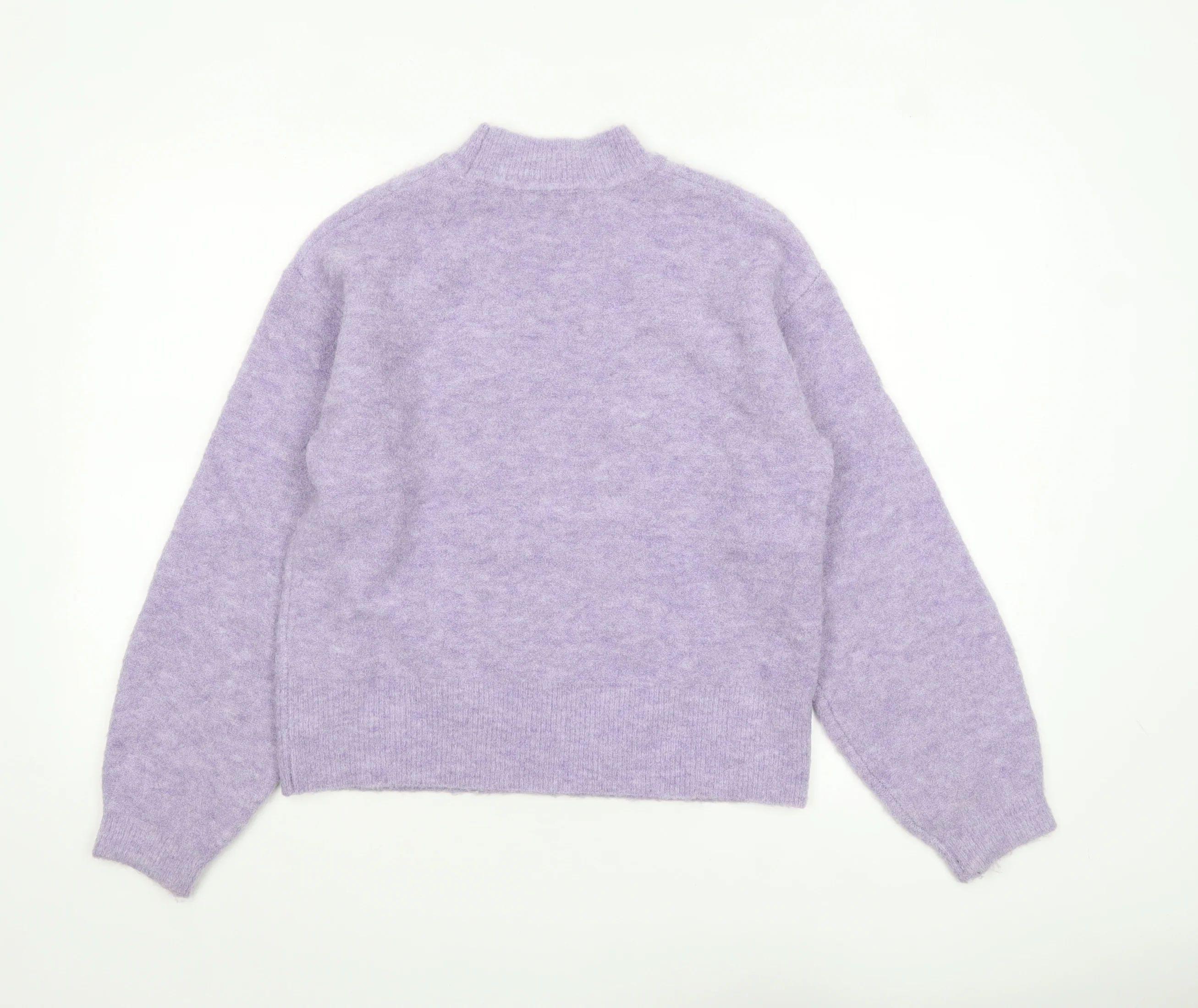 Marks and Spencer Women’s Purple Mock Neck Wool Blend Jumper XS - Image 3