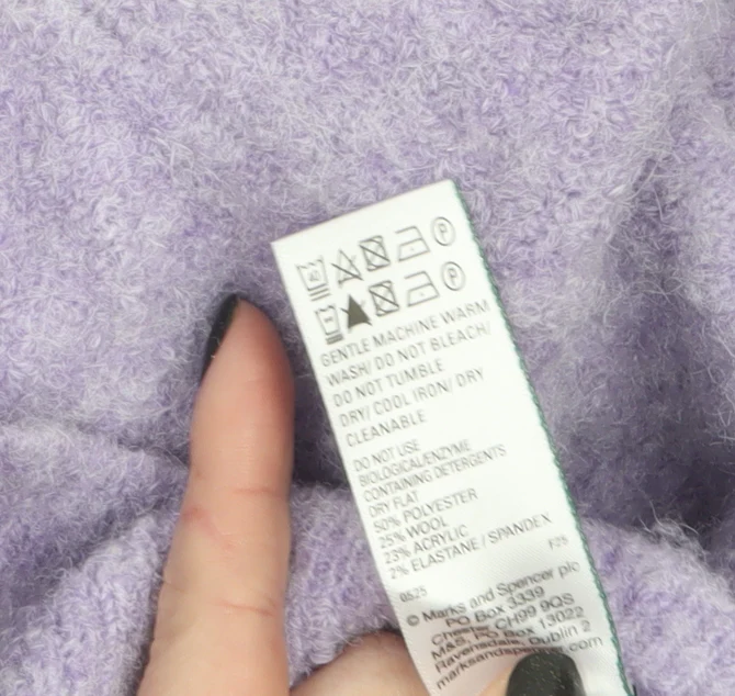 Marks and Spencer Women’s Purple Mock Neck Wool Blend Jumper XS - Image 4