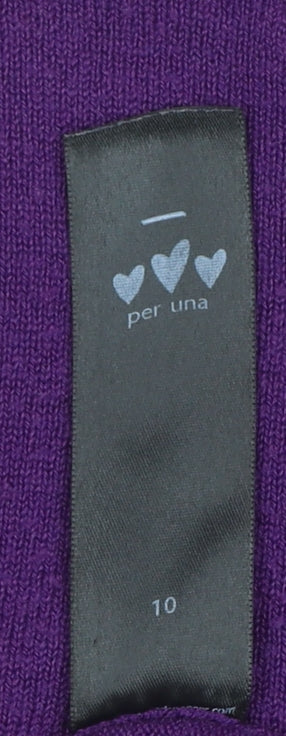 Marks and Spencer Women’s Purple V-Neck Acrylic Jumper Size 10 - Image 4