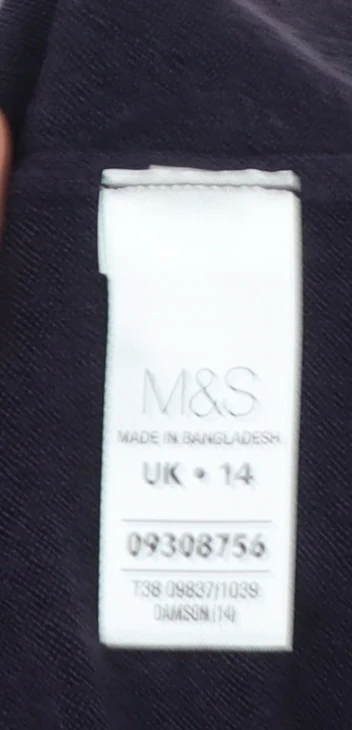 Marks and Spencer Women’s Purple V-Neck Acrylic Jumper UK 14 - Image 4