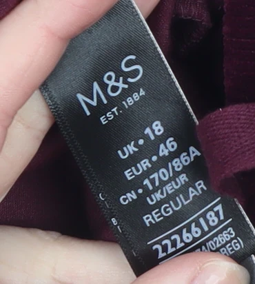 Marks and Spencer Women’s Purple Velvet Lounge Pants Size 18 Regular - Image 4