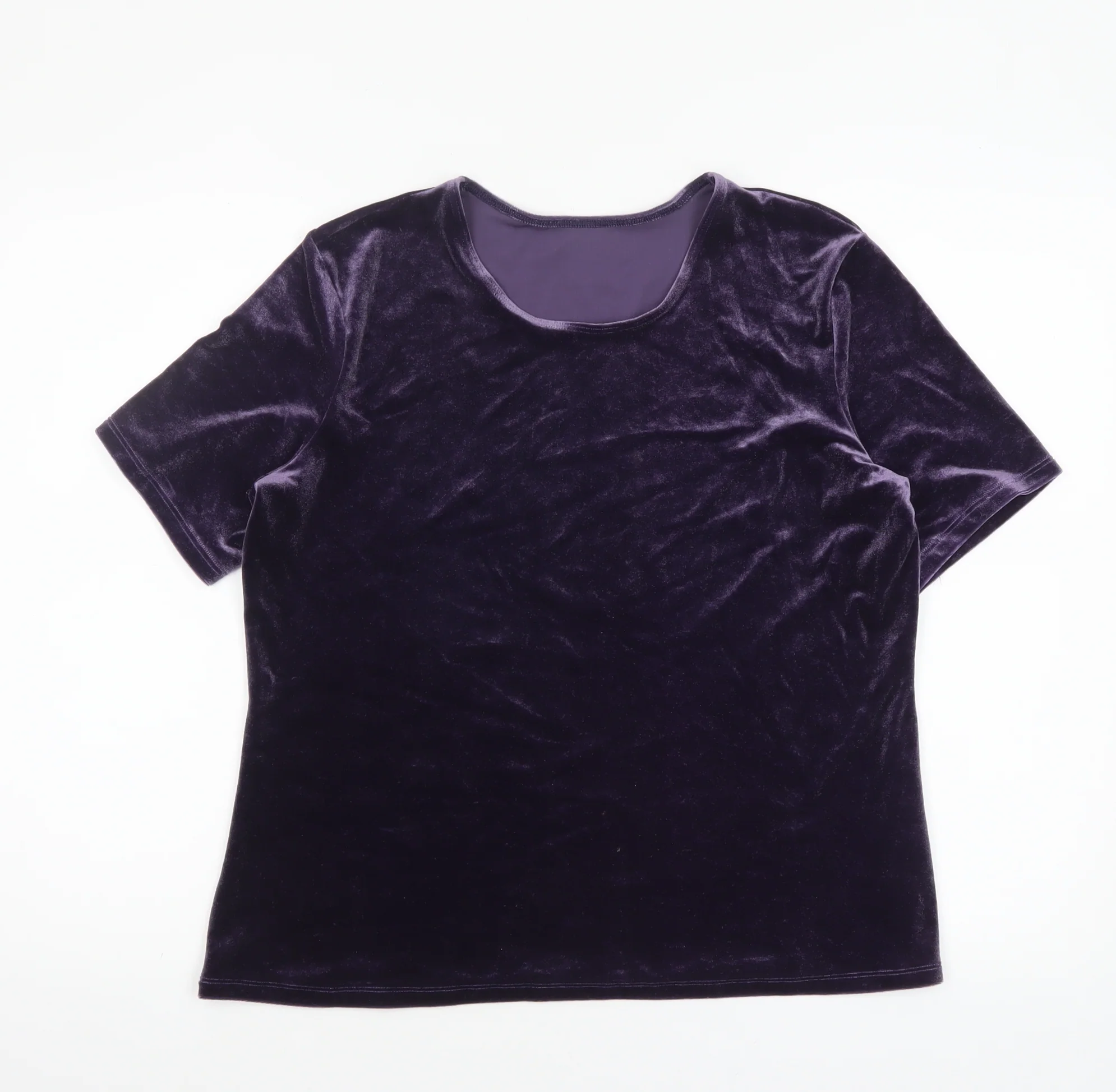 Marks and Spencer Women’s Purple Velvet Short Sleeve Top UK 18