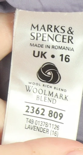 Marks and Spencer Women’s Purple Wool Blend Duffle Coat UK 16 Hooded Toggle Long - Image 4