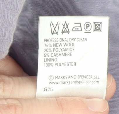 Marks and Spencer Women’s Purple Wool Blend Duffle Coat UK 16 Hooded Toggle Long - Image 5
