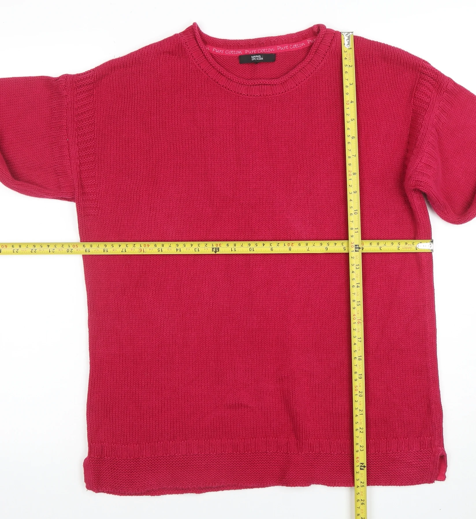 Marks and Spencer Women’s Red Cotton Crew Neck Long Sleeve Jumper Size 12 - Image 2