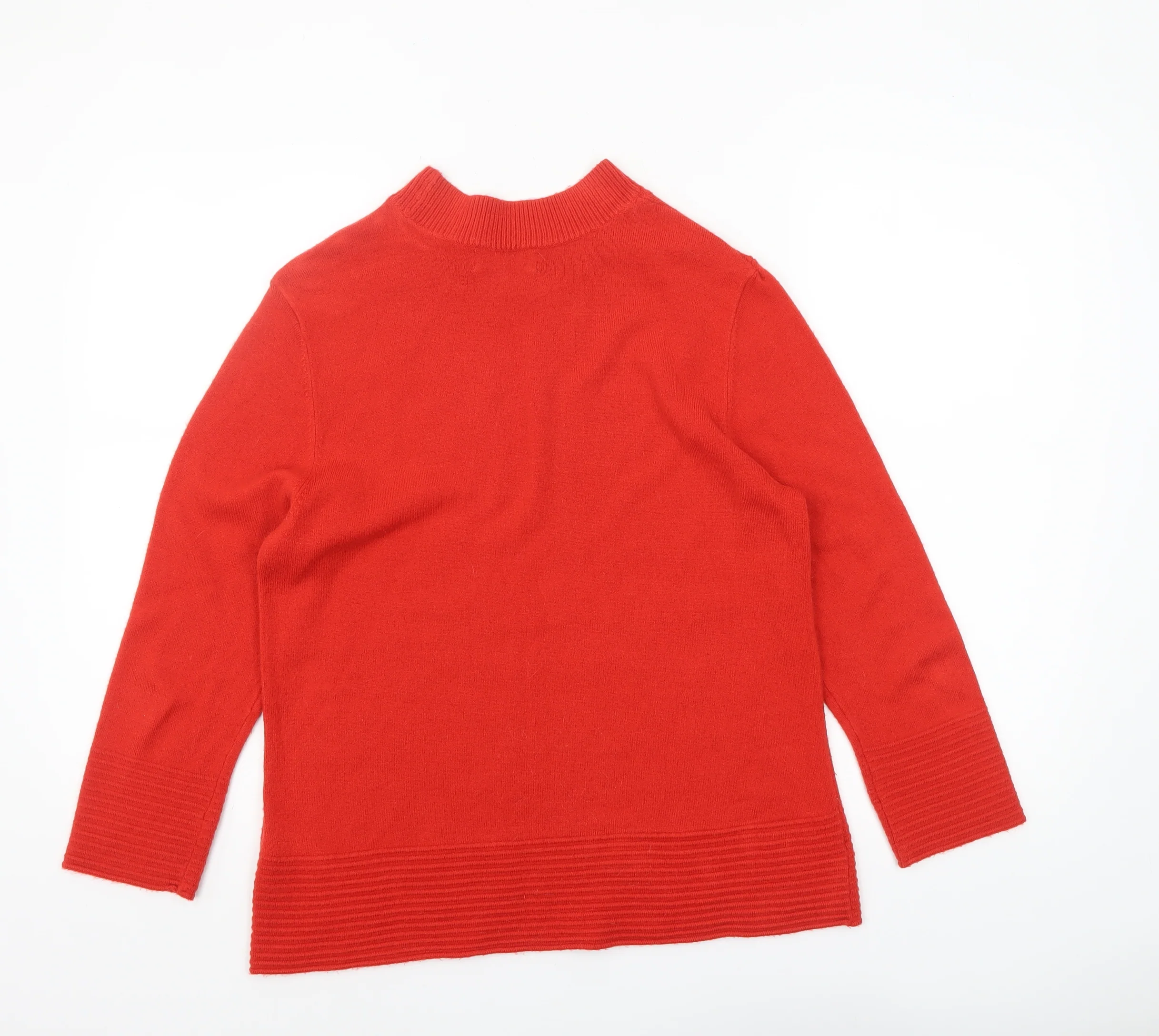 Marks and Spencer Women’s Red Mock Neck Button Pullover Jumper Size 14 - Image 3