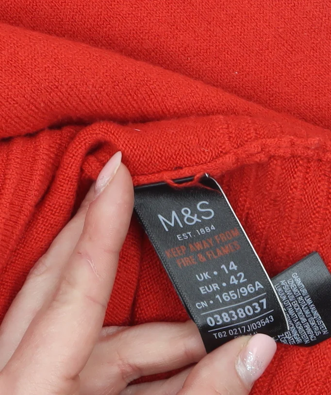 Marks and Spencer Women’s Red Mock Neck Button Pullover Jumper Size 14 - Image 5