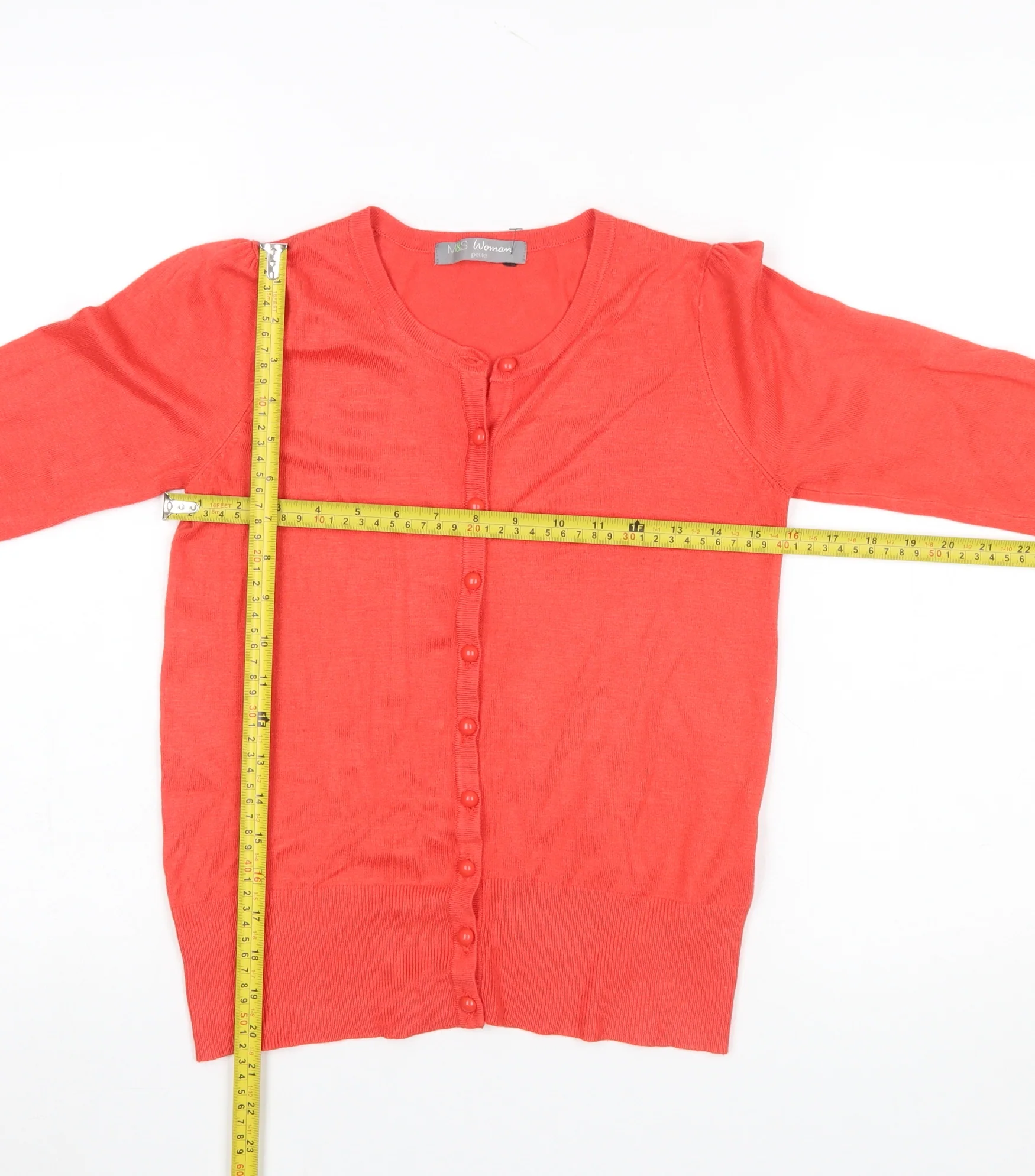 Marks and Spencer Women’s Red Petite Size 6 Crew Neck Cardigan - Image 2