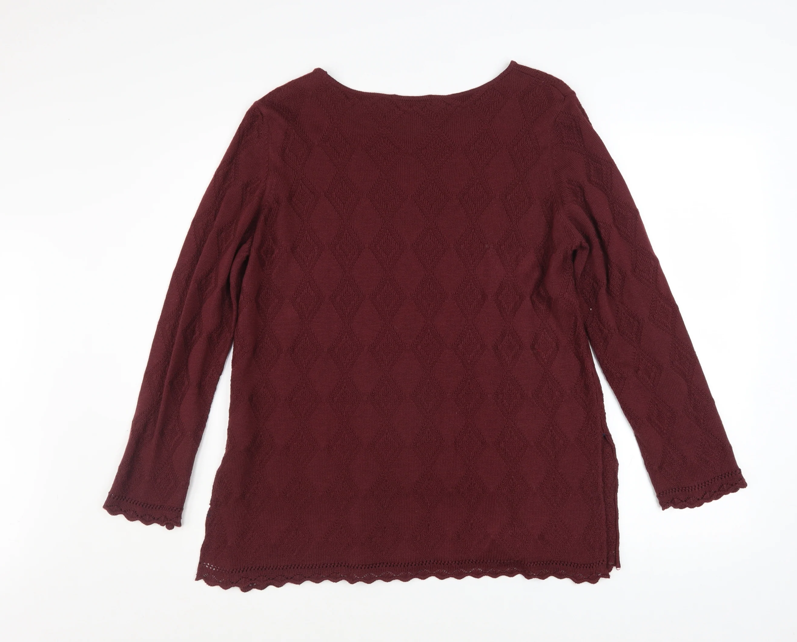 Marks and Spencer Women’s Red Textured Knit Jumper Size 14 - Image 3