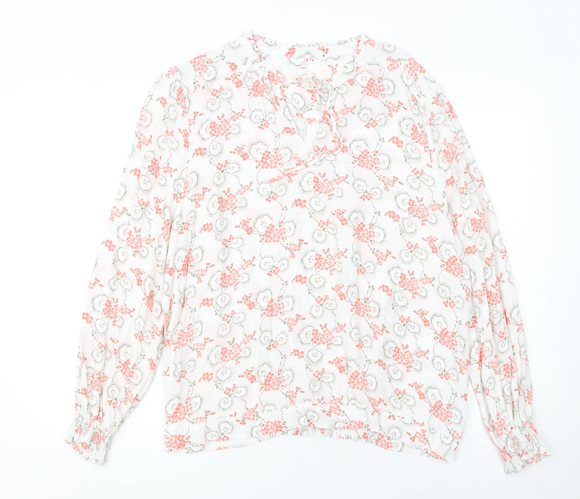 Marks and Spencer Women’s White Floral Viscose Long Sleeve Tunic Blouse Size 18