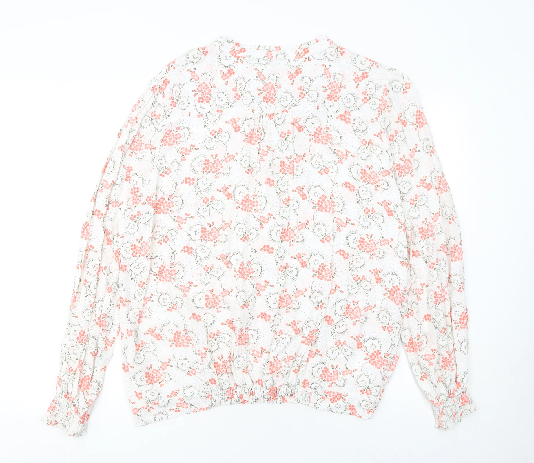 Marks and Spencer Women’s White Floral Viscose Long Sleeve Tunic Blouse Size 18 - Image 3
