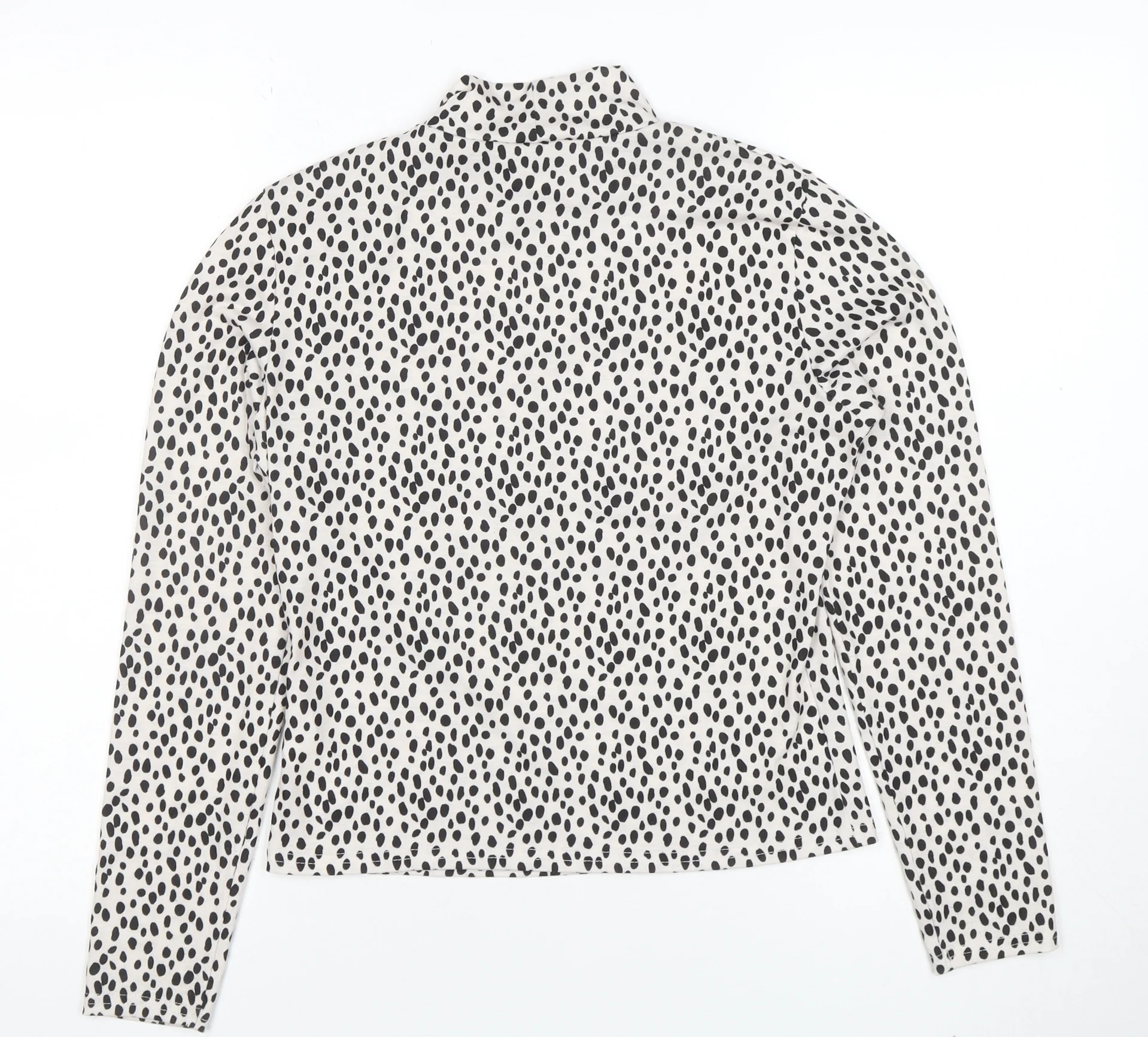 Marks and Spencer Women’s White Polka Dot Roll Neck Long Sleeve Top Size 10 - Image 3