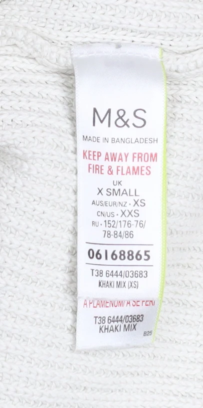 Marks and Spencer Women’s XS Khaki Mix Ribbed Cotton Jumper - Image 4