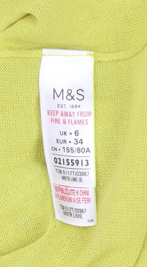 Marks and Spencer Women’s Yellow Roll Neck Jumper Size 6 Lightweight Knit - Image 4