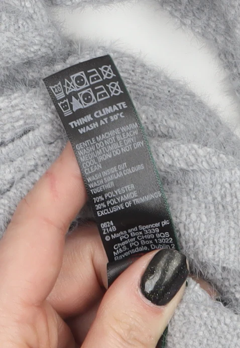 Marks and Spencer Women Silver Grey XS Knit V-Neck Pyjama Top - Image 4