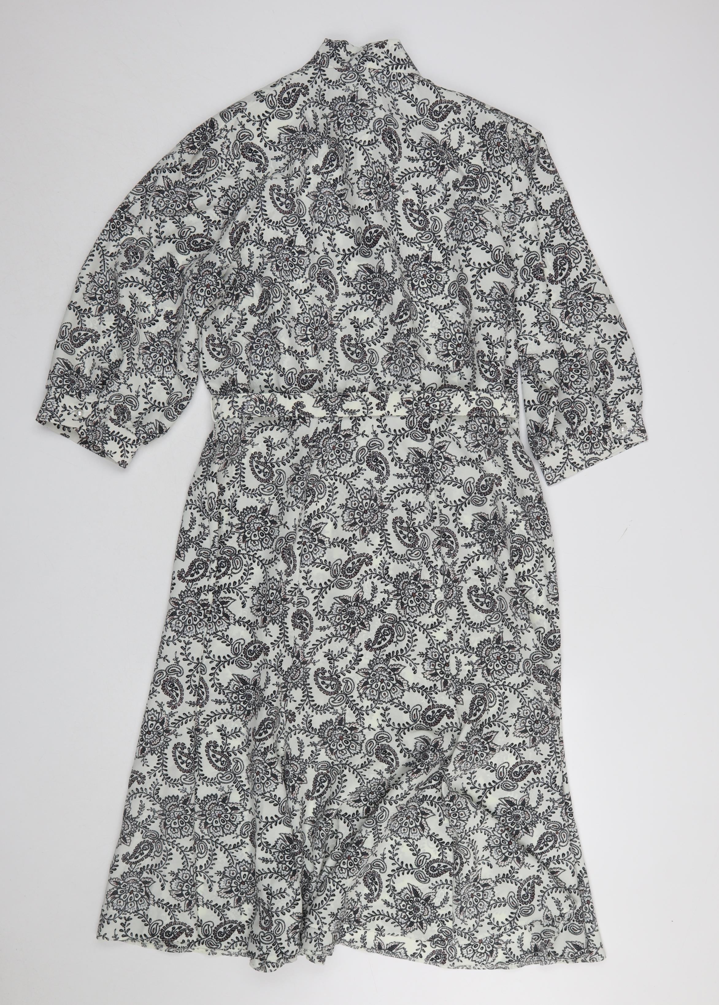 Marks and Spencer Women White Paisley Shirt Dress Size 14 - Image 3