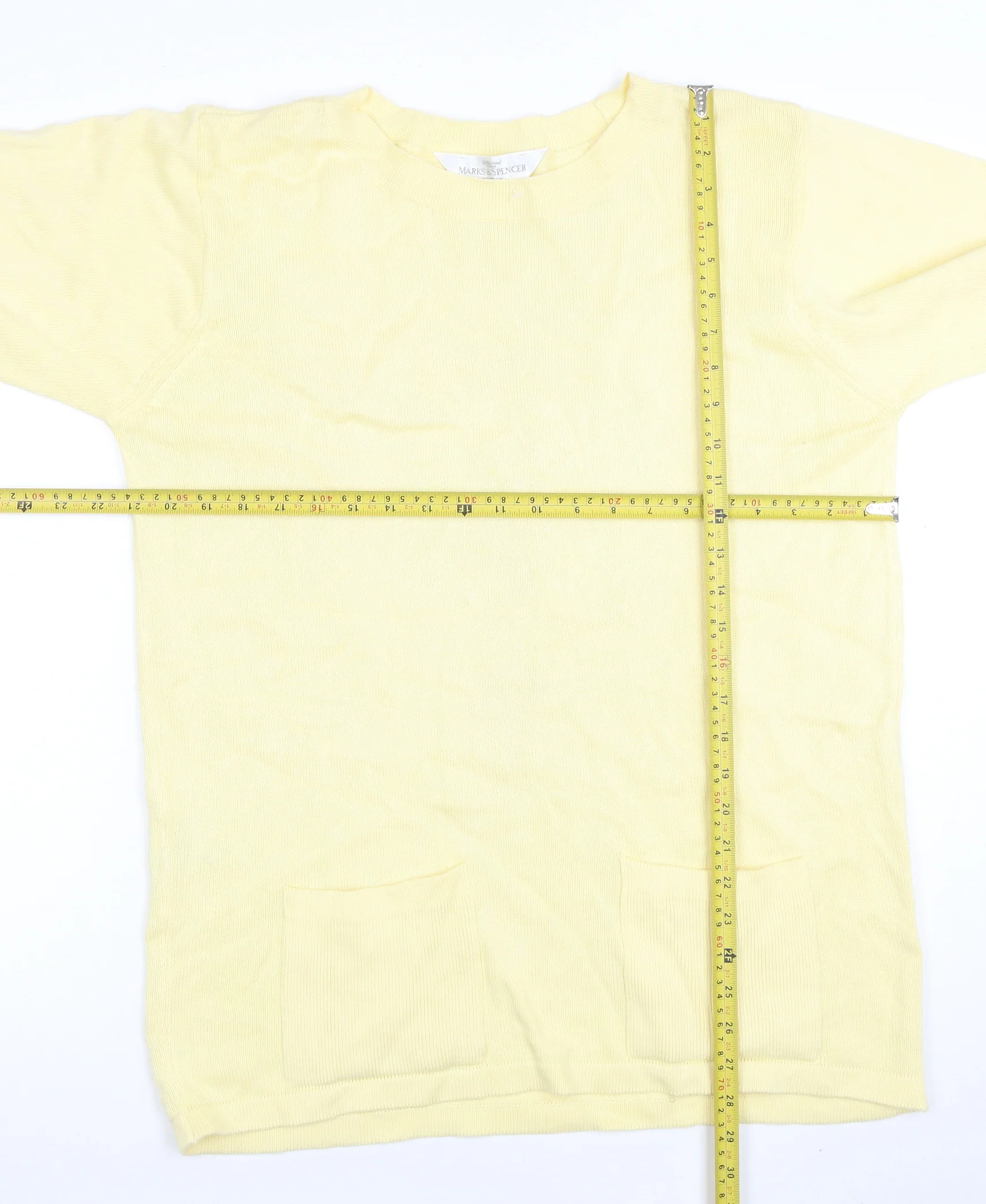 Marks and Spencer Women Yellow Cotton Long Sleeve Tunic Jumper Size 10 - Image 2