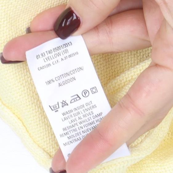 Marks and Spencer Women Yellow Cotton Long Sleeve Tunic Jumper Size 10 - Image 5