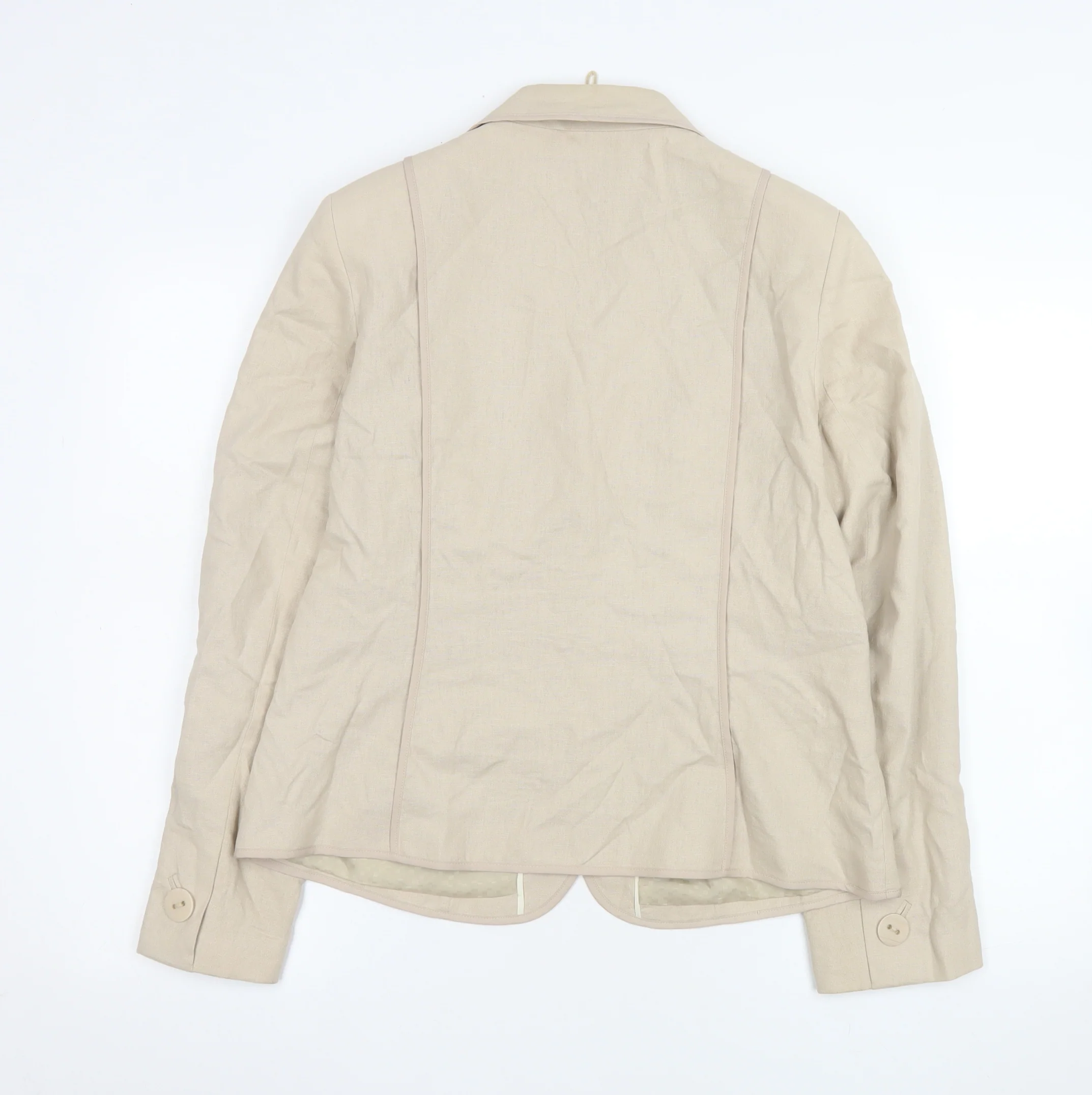 Marks and Spencer Womens Beige Linen Blend Two-Button Blazer UK 16 - Image 3