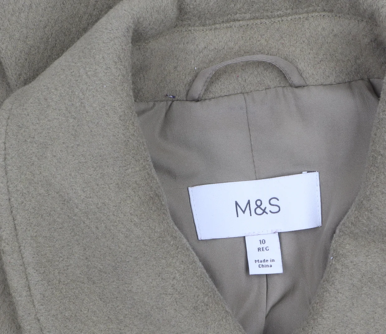 Marks and Spencer Womens Beige Regular Fit Overcoat Size 10 - Image 5