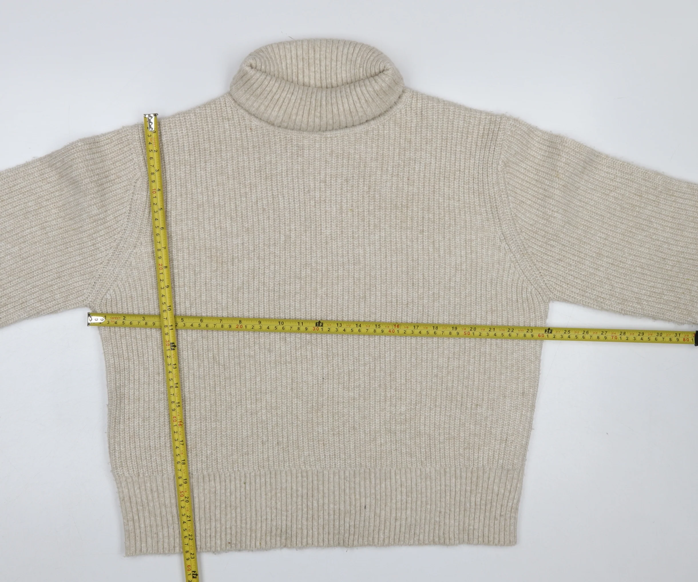 Marks and Spencer Womens Beige Roll Neck Chunky Knit Jumper Size L - Image 2