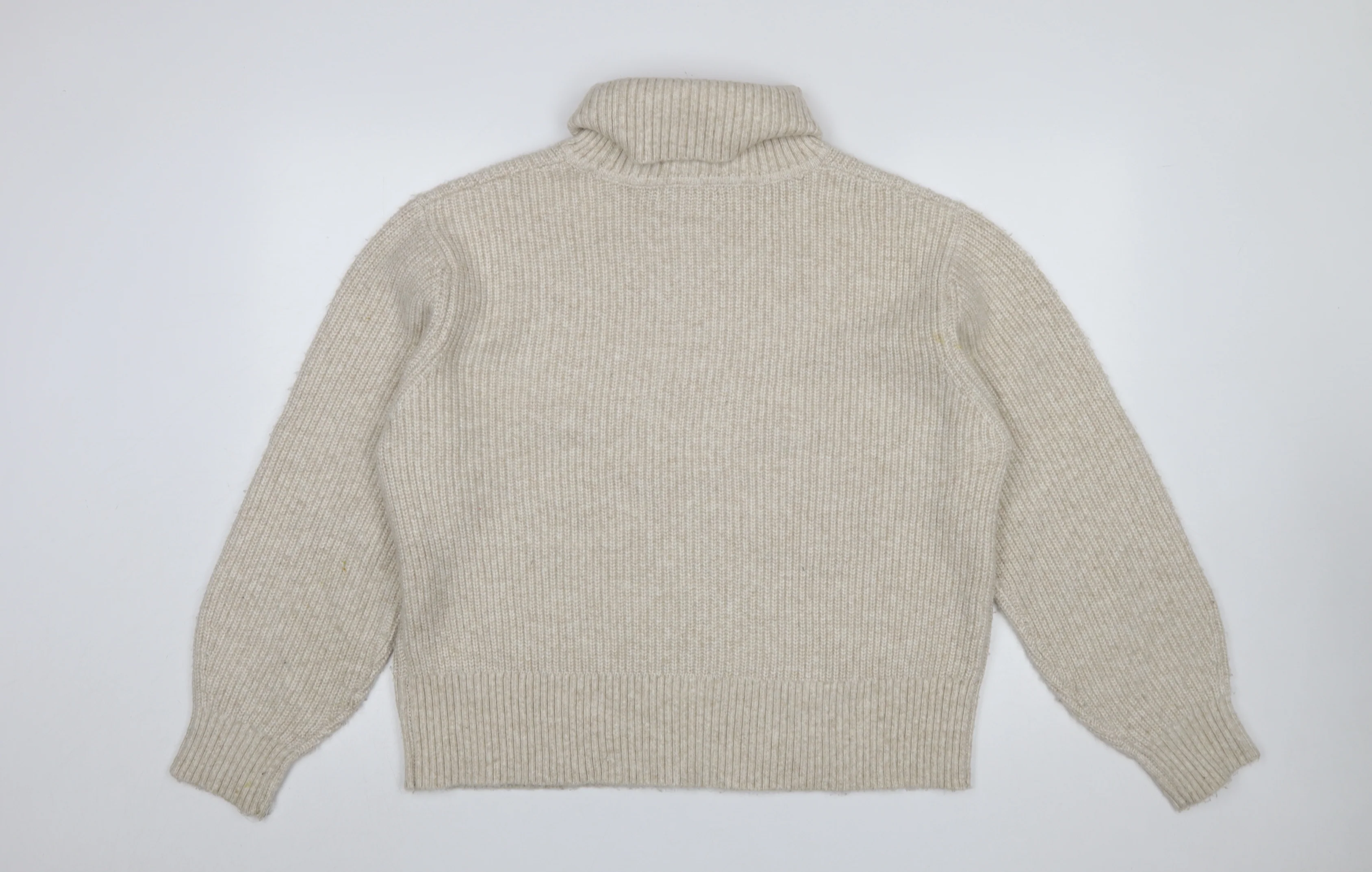 Marks and Spencer Womens Beige Roll Neck Chunky Knit Jumper Size L - Image 3