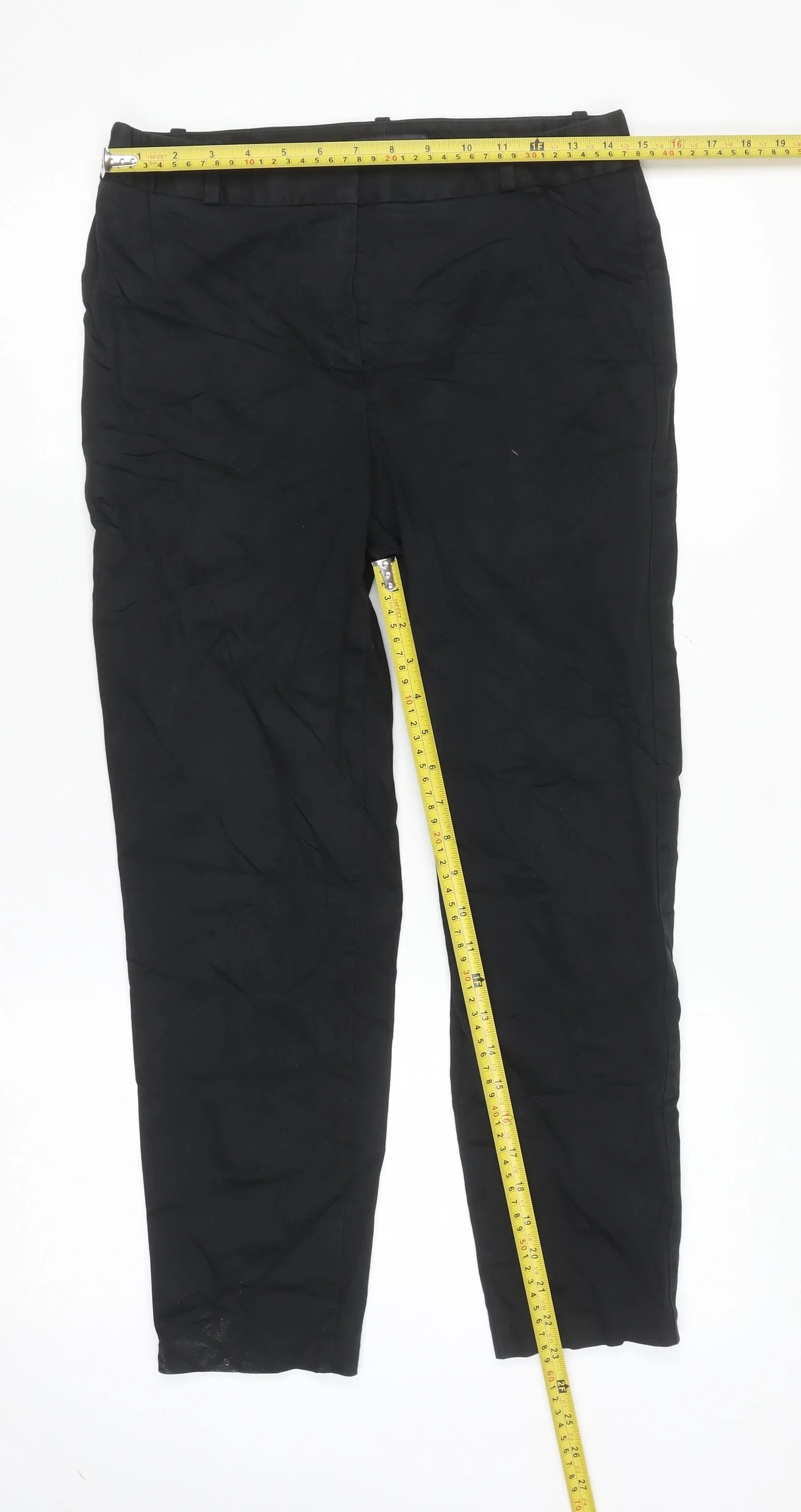 Marks and Spencer Women's Black Cotton Stretch Trousers Size 10 - Image 2