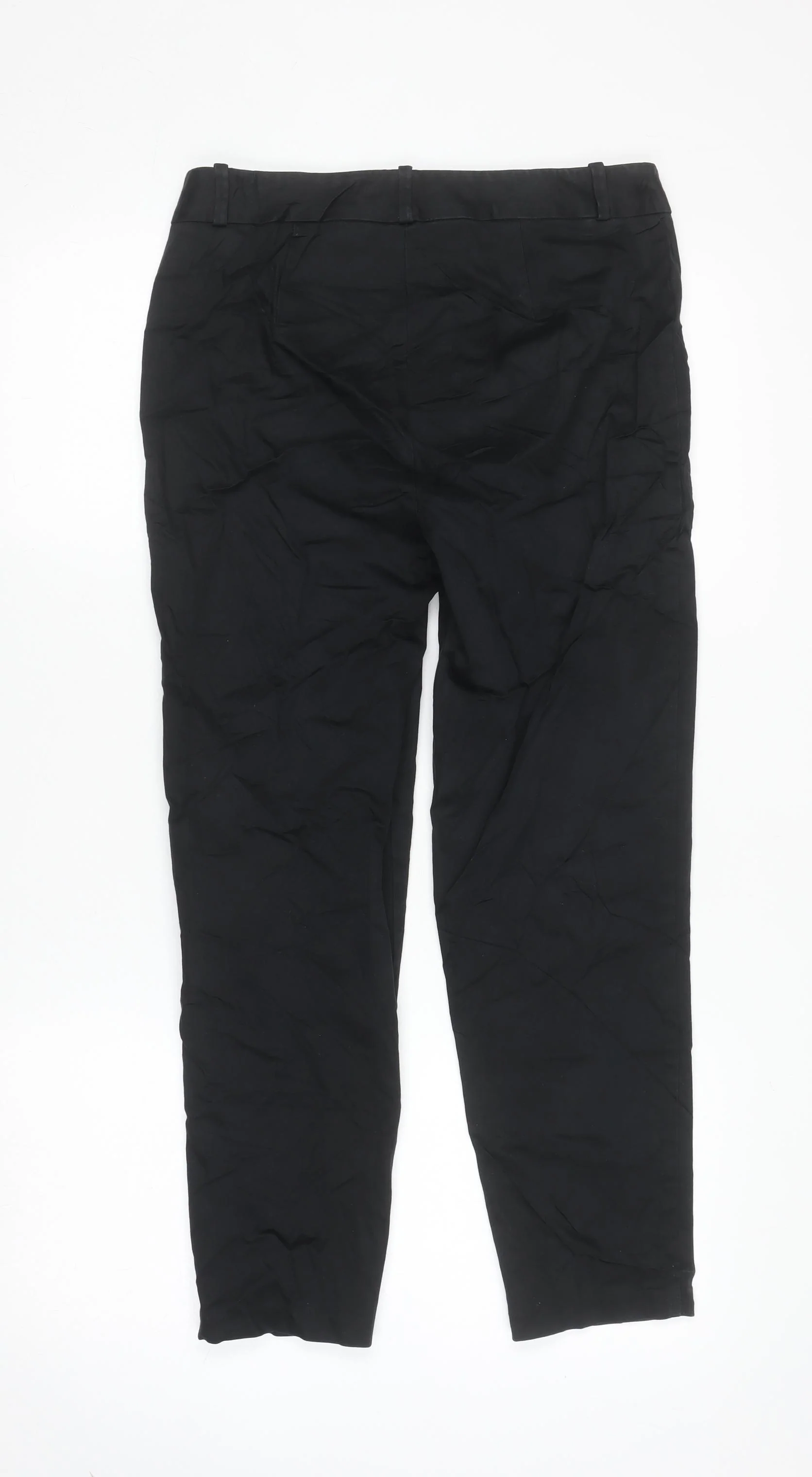 Marks and Spencer Women's Black Cotton Stretch Trousers Size 10 - Image 3