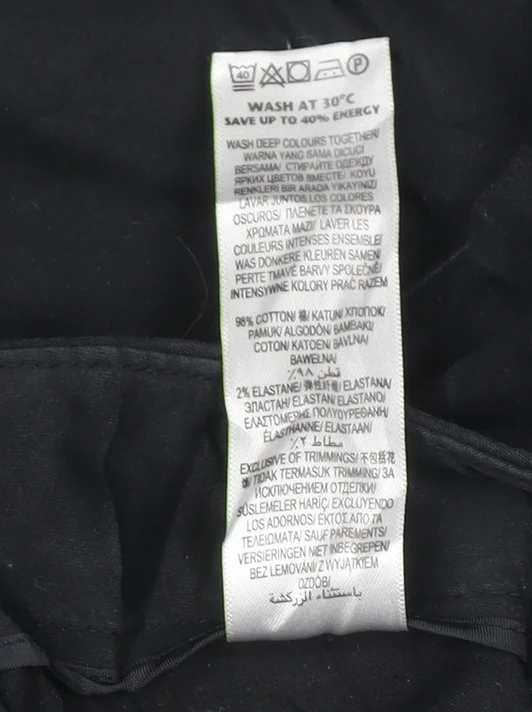 Marks and Spencer Women's Black Cotton Stretch Trousers Size 10 - Image 4