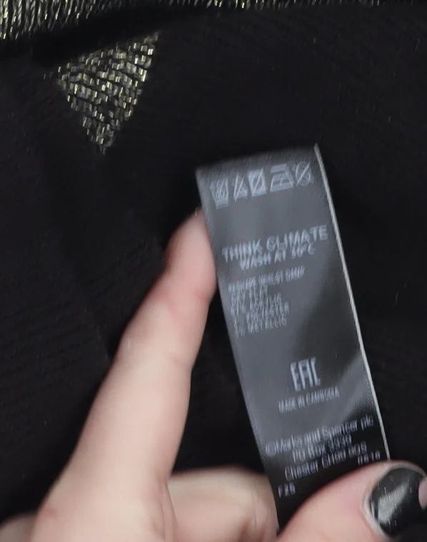 Marks and Spencer Womens Black Metallic Stripe V-Neck Jumper Size 18 - Image 4
