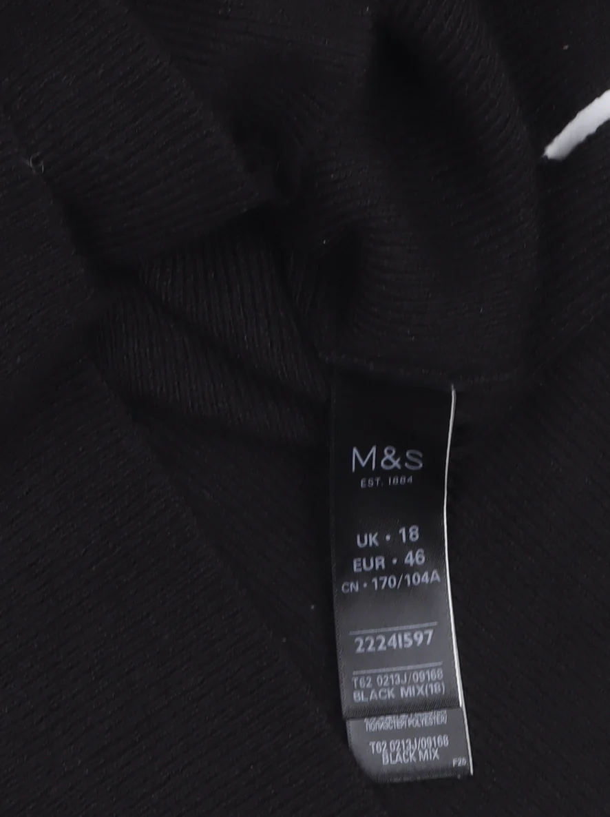 Marks and Spencer Womens Black Metallic Stripe V-Neck Jumper Size 18 - Image 5