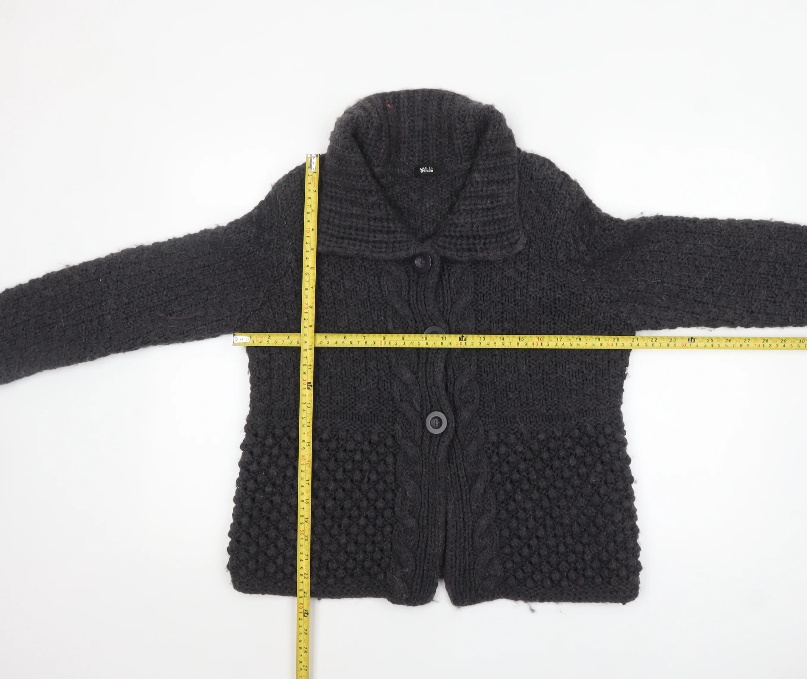 Marks and Spencer Womens Black Size 16 Chunky Knit Cardigan - Image 2