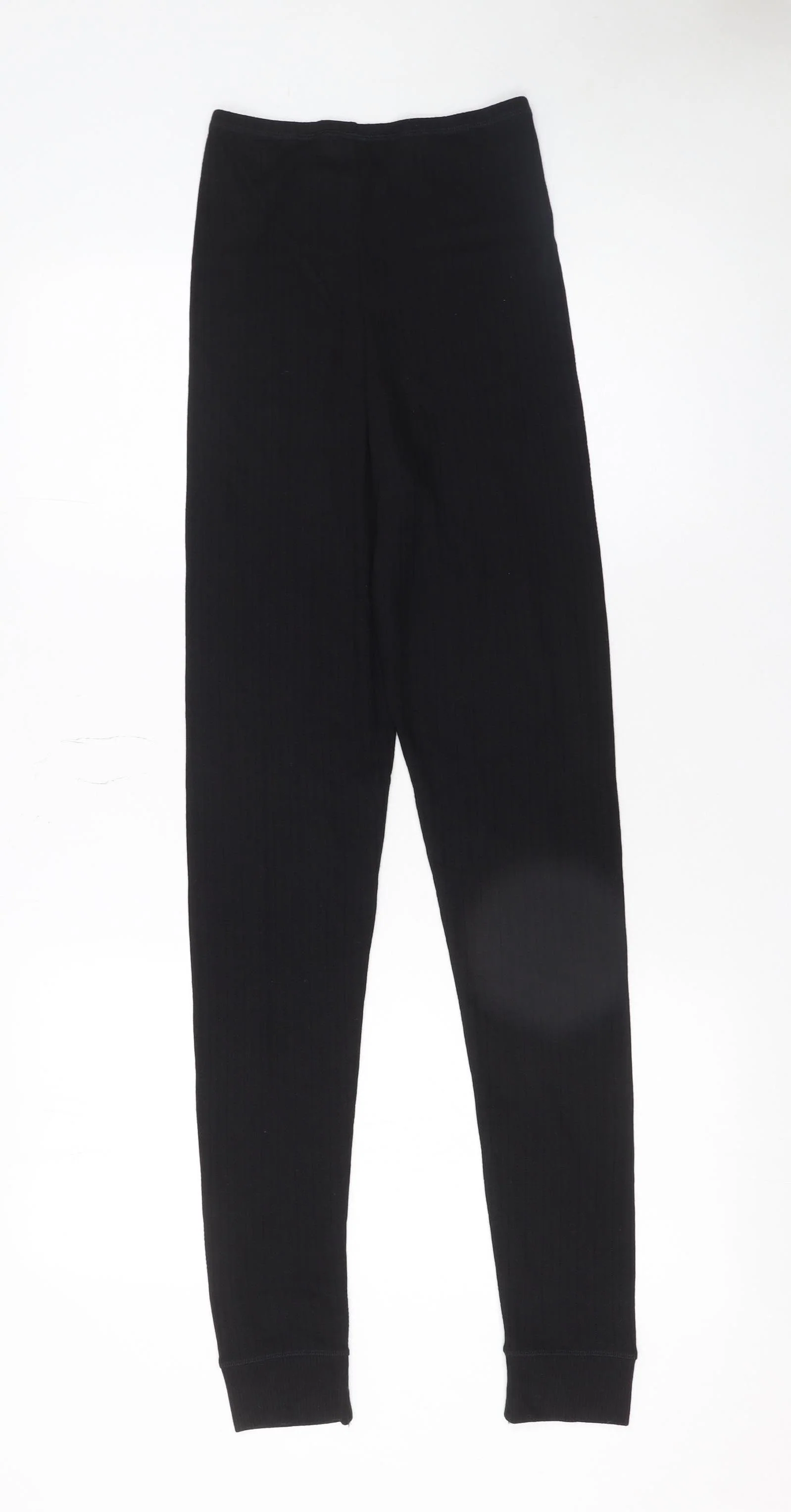 Marks and Spencer Womens Black Size 6 Ribbed Cotton Leggings - Image 3