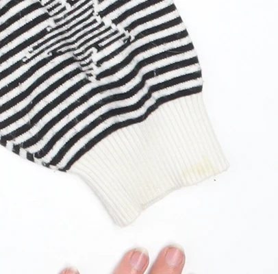 Marks and Spencer Women's Black Striped Star Jumper Size M - Image 6