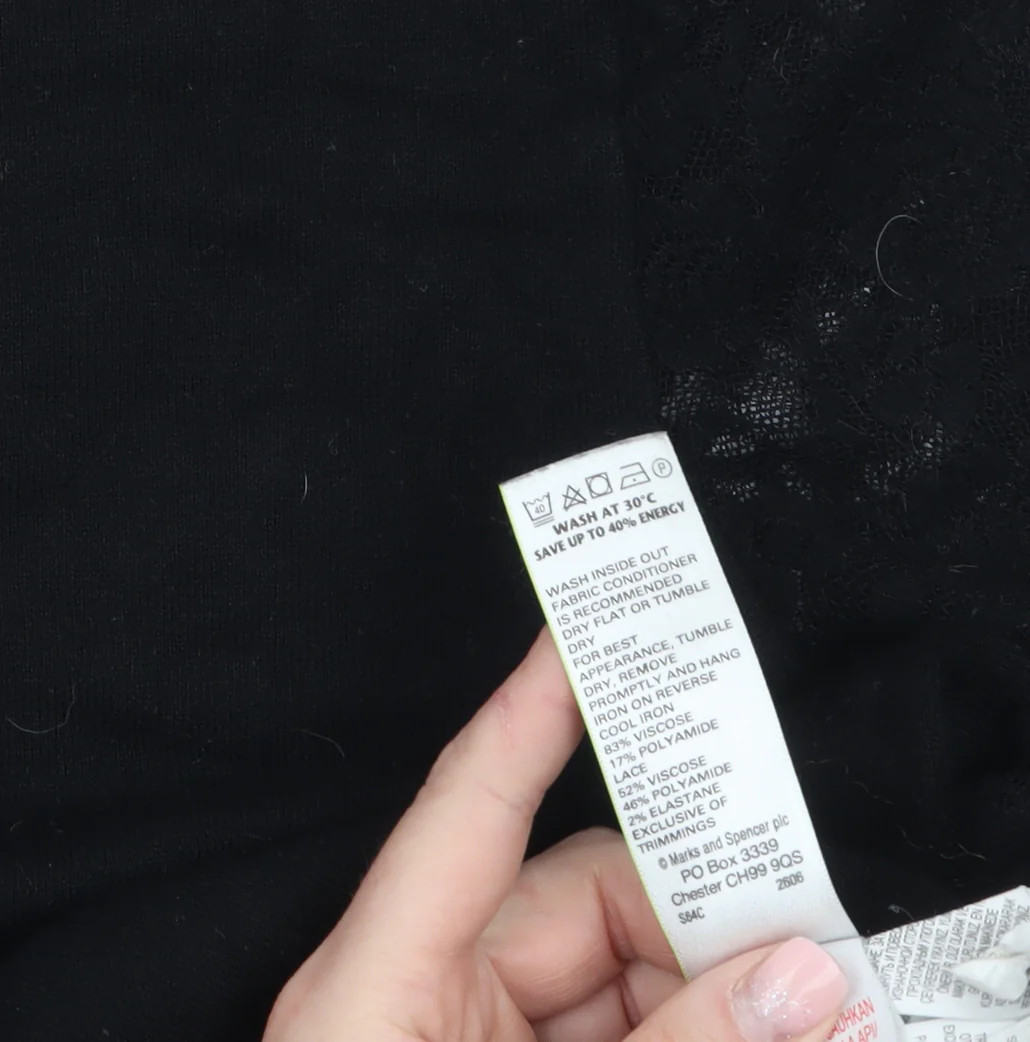 Marks and Spencer Womens Black UK 14 Peplum Lace Sleeve Jumper - Image 4