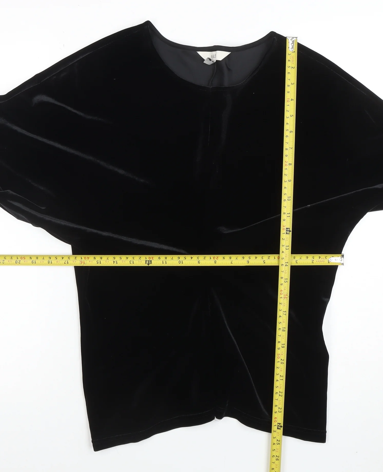 Marks and Spencer Women's Black Velvet Long Sleeve Blouse Size 14 - Image 2
