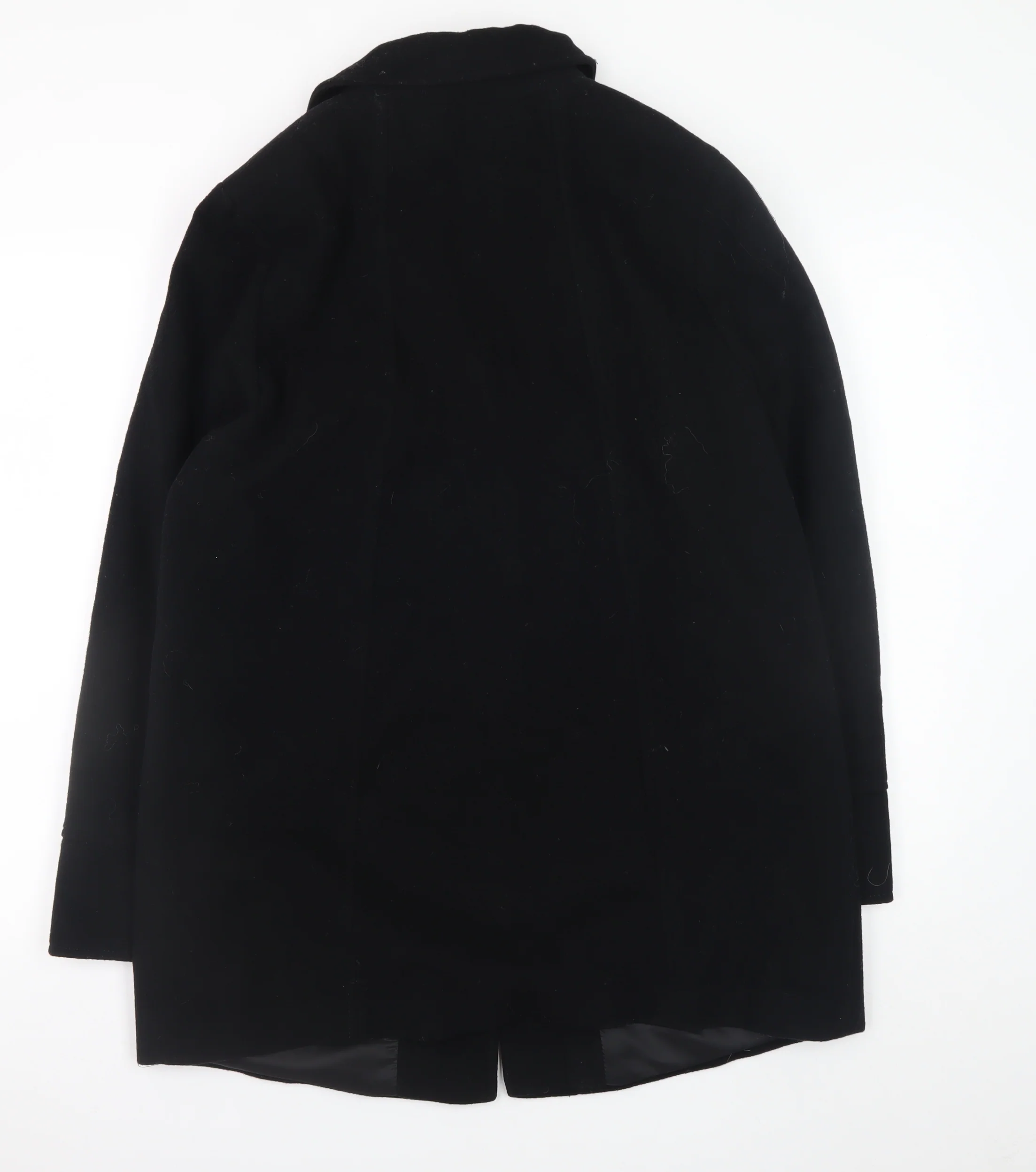Marks and Spencer Women's Black Wool Blend Overcoat Size 14 Classic Style - Image 3