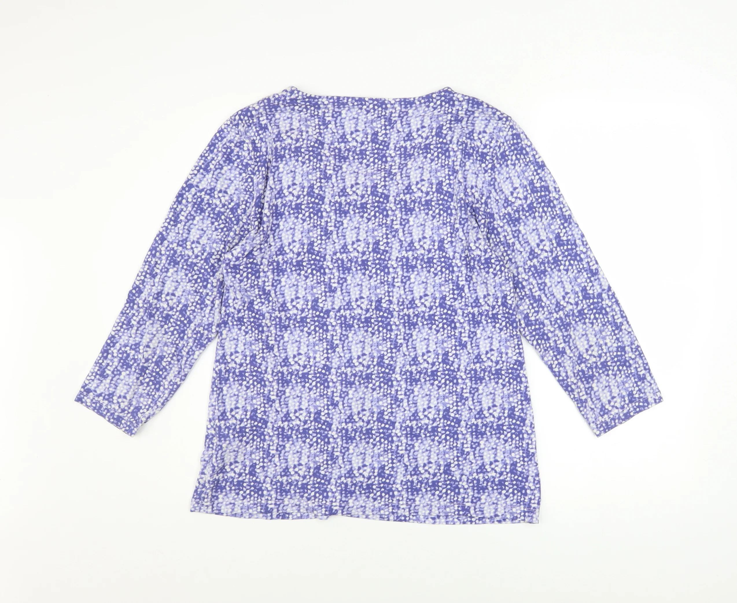 Marks and Spencer Womens Blue Geometric Viscose 3/4 Sleeve Blouse Size 12 - Image 3