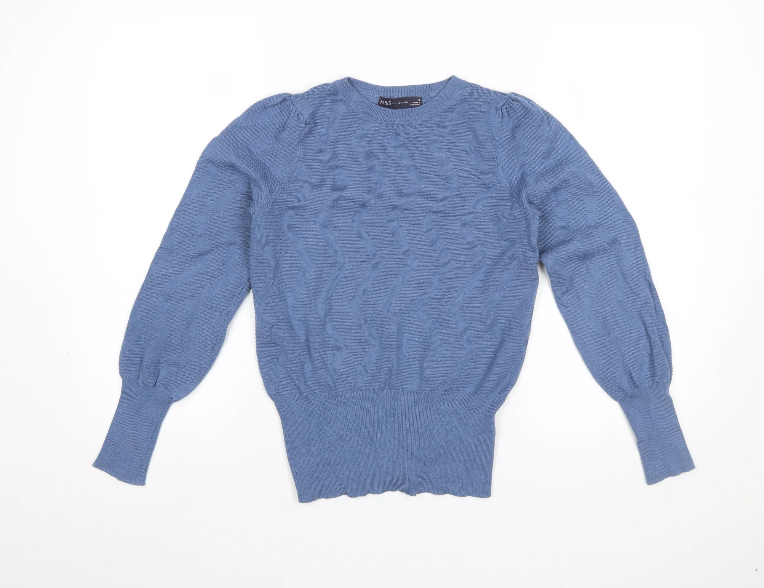 Marks and Spencer Women's Blue Knit Crew Neck Pullover Jumper Size S
