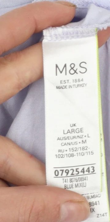Marks and Spencer Women's Blue Rainbow Pride Cotton T-Shirt Size L - Image 4