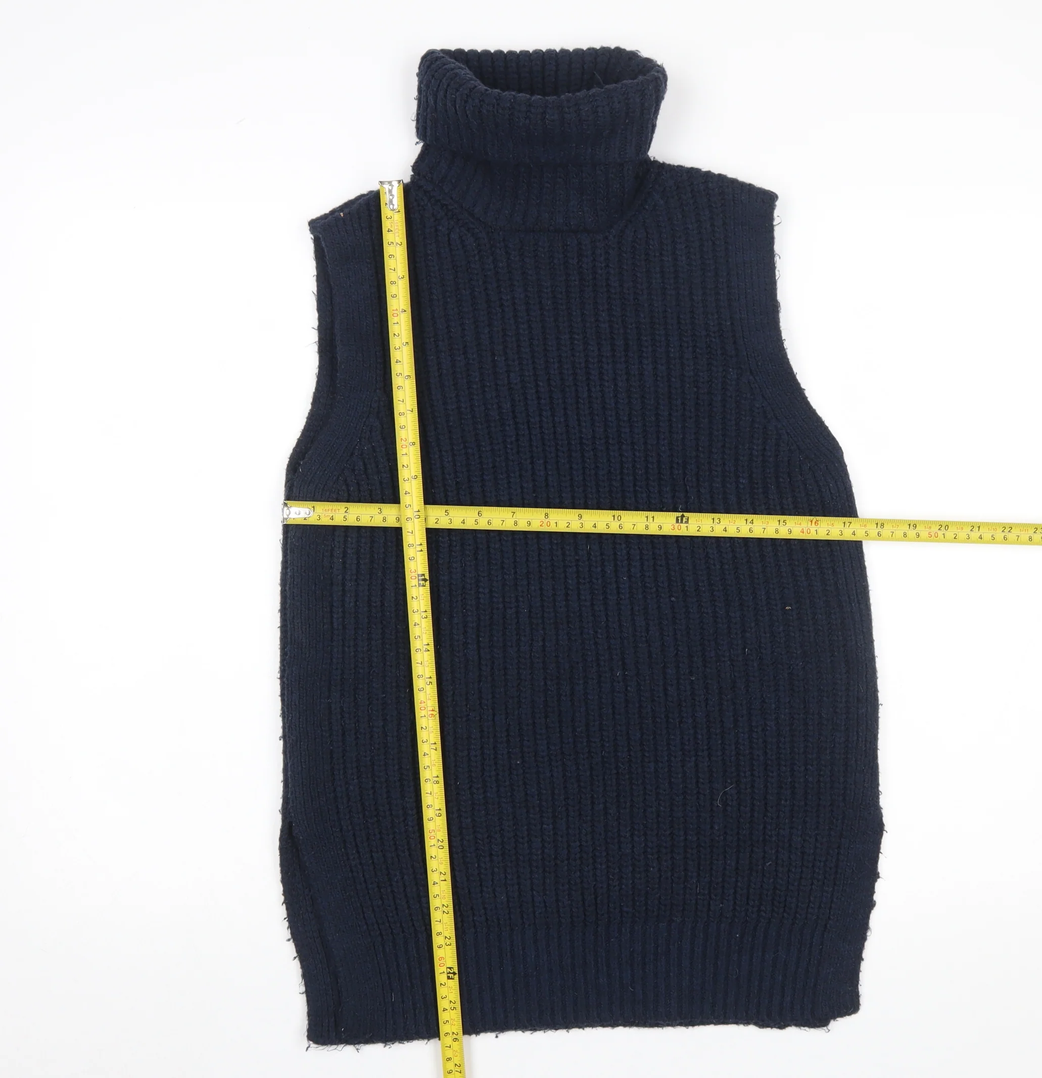 Marks and Spencer Womens Blue Roll Neck Sleeveless Knit Jumper Vest XS - Image 2
