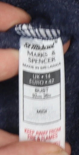 Marks and Spencer Womens Blue Size 14 Midi Shift Dress - Image 4