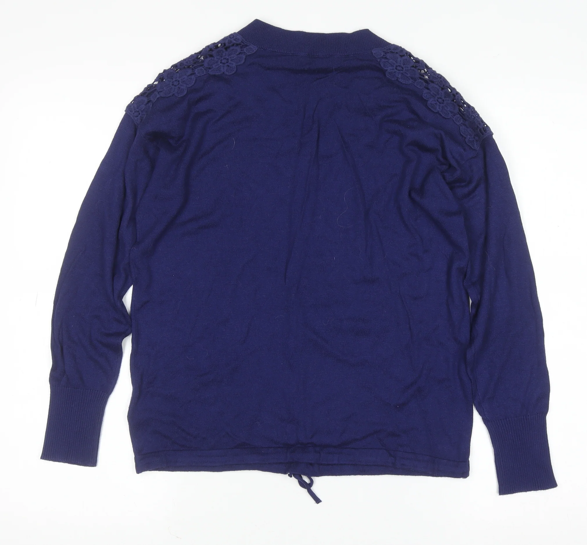 Marks and Spencer Women's Blue V-Neck Knit Jumper Size M - Image 3