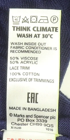 Marks and Spencer Women's Blue V-Neck Knit Jumper Size M - Image 4